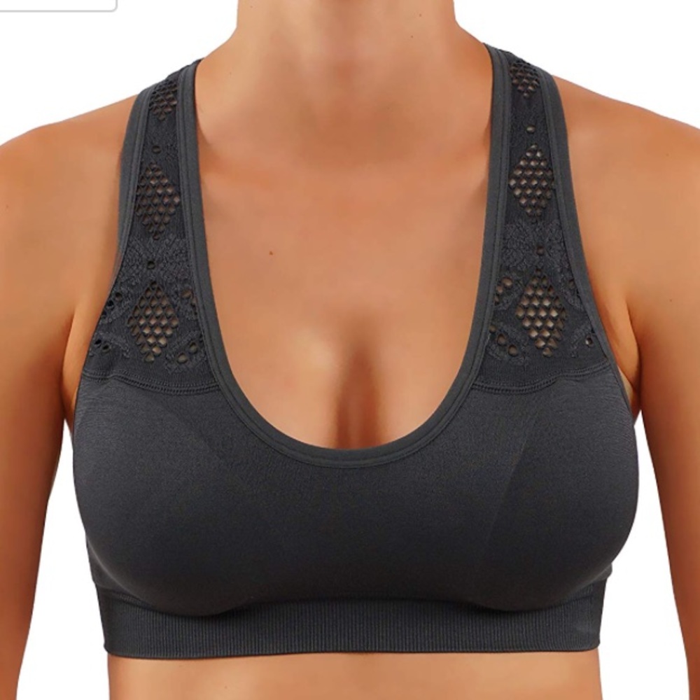 Gray push up sports bra